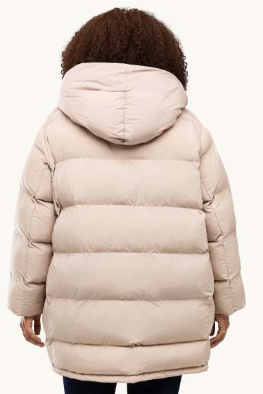 Women - Quilted coat with hood - lined - water-repellent - beige