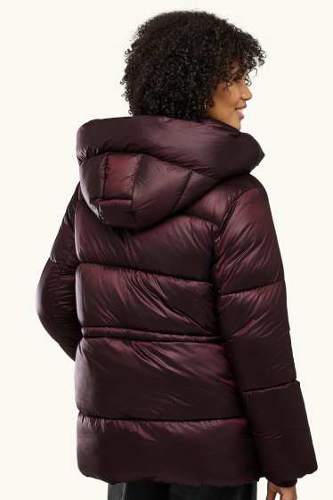 Damen - Steppjacke mit Kapuze - gefüttert - bordeaux