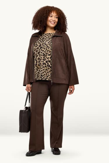 Donna - Pantaloni - vita media - flared - marrone scuro