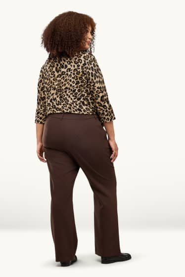 Donna - Pantaloni - vita media - flared - marrone scuro