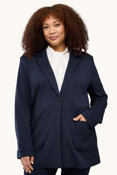 Dames - Lange blazer - curvy fit - donkerblauw