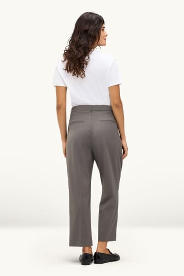 Dames - Pantalon - high waist - tapered fit - grijs