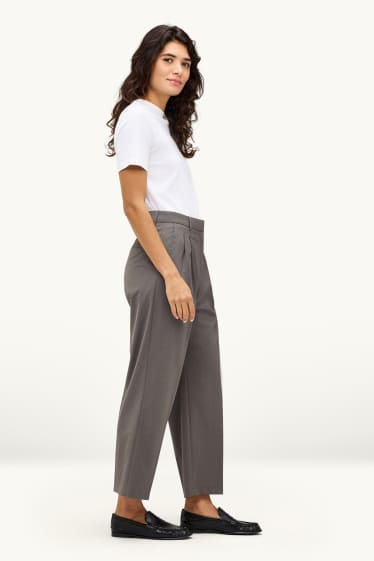 Dames - Pantalon - high waist - tapered fit - grijs