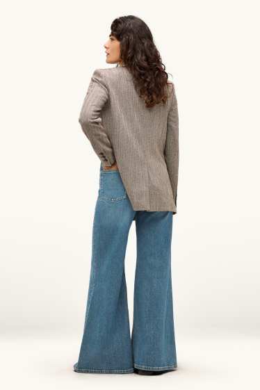 Damen - Wide Flared Jeans - High Waist - jeansblau