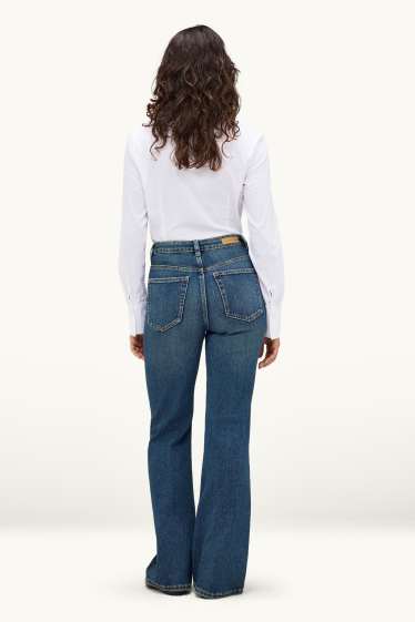 Damen - Flared Jeans - High Waist - dunkeljeansblau