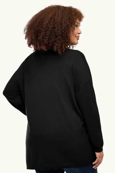 Femei - Pulover din tricot fin - negru