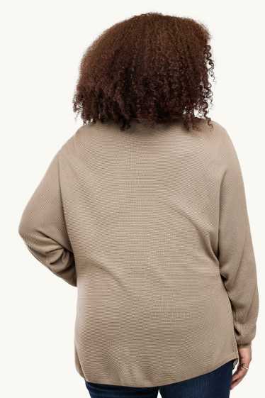 Damen - Pullover - gerippt - beige