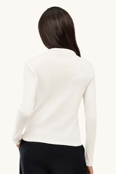 Femmes - Haut à manches longues - slim fit - blanc pur
