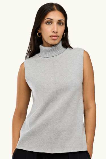 Dona - Top de coll girat - de canalé - gris jaspiat