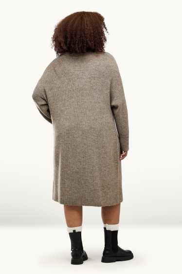 Femmes - Robe de maille - côtelé - beige chiné