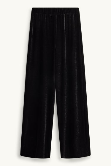 Dona - Pantalons de vellut - high waist - straight fit - negre