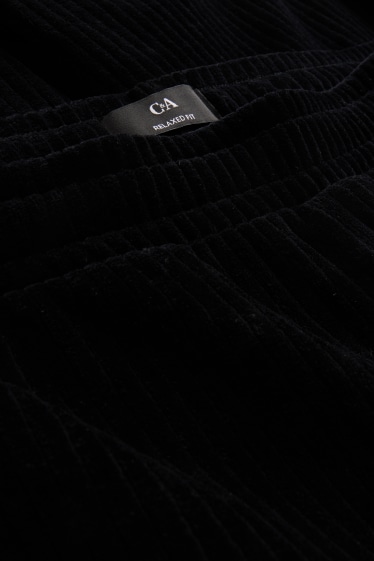 Men - Joggers - relaxed fit - ribbed - black