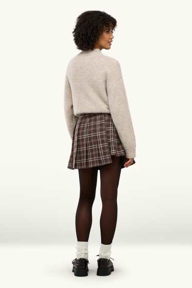 Dona - Faldilla pantaló - de quadres - marró / blanc trencat