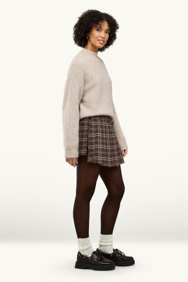 Dona - Faldilla pantaló - de quadres - marró / blanc trencat