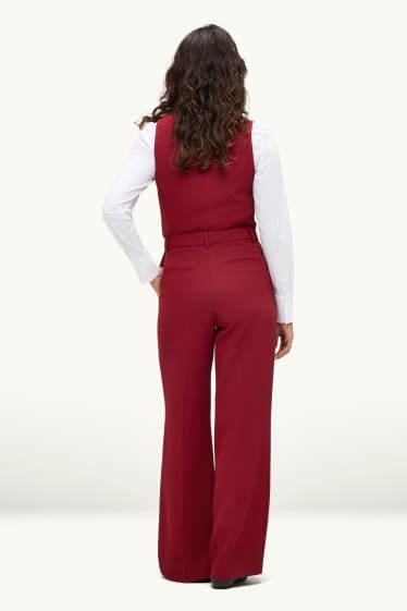 Femmes - Pantalon de bureau - high waist - regular fit - rouge foncé