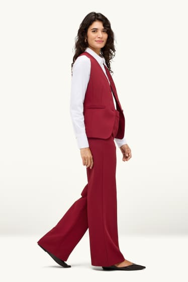 Femmes - Pantalon de bureau - high waist - regular fit - rouge foncé
