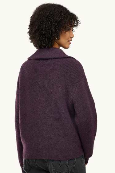 Femmes - Pull - finition côtelée - violet