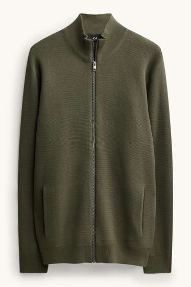 Herren - Strickjacke - khaki