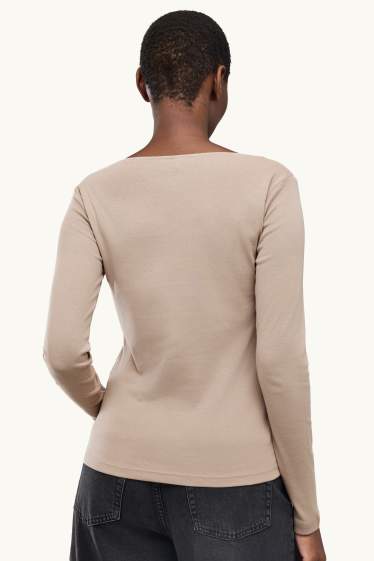 Dona - Samarreta de màniga llarga - slim fit - beix clar
