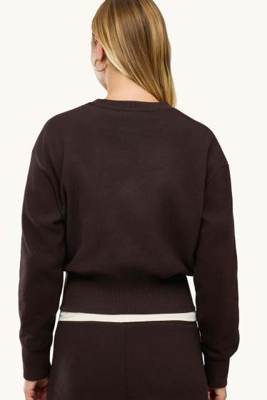 Damen - Pullover - gerippt - dunkelbraun