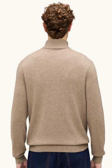 Herren - Kaschmir-Rollkragenpullover - beige-melange