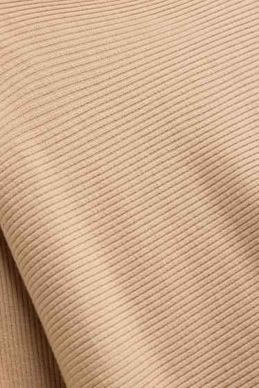 Damen - Pullover - gerippt - sandfarben