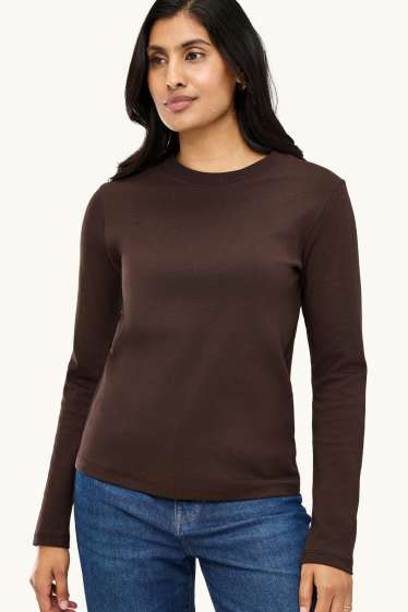 Dames - Longsleeve - regular fit - donkerbruin