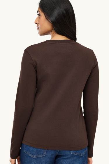 Dames - Longsleeve - regular fit - donkerbruin