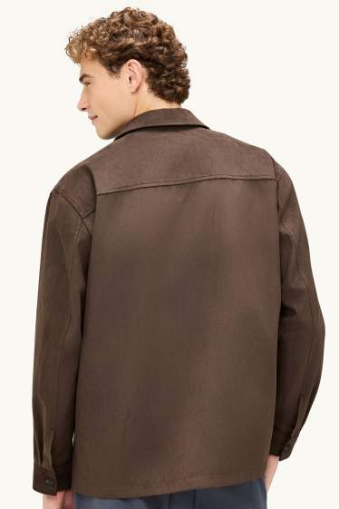 Heren - Overhemdjas - relaxed fit - Kent - imitatiesuède - bruin