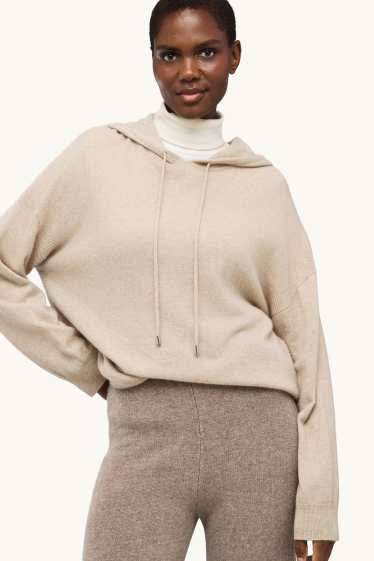 Dames - Hoodie van kasjmier - licht beige