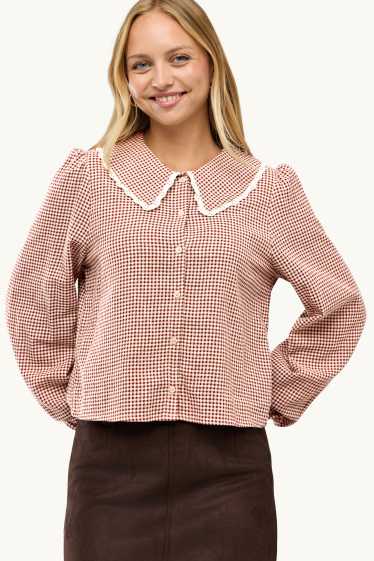 Women - Blouse - check - red / white