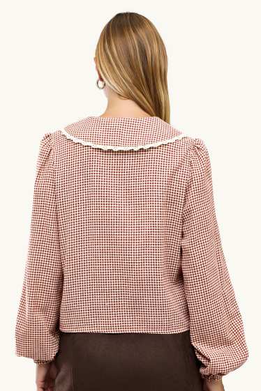 Women - Blouse - check - red / white