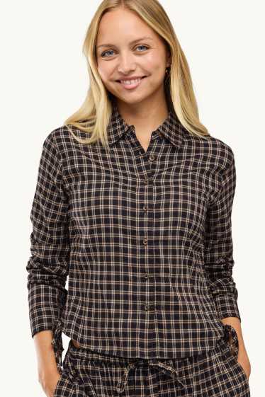 Women - Shirt blouse - check - brown / beige