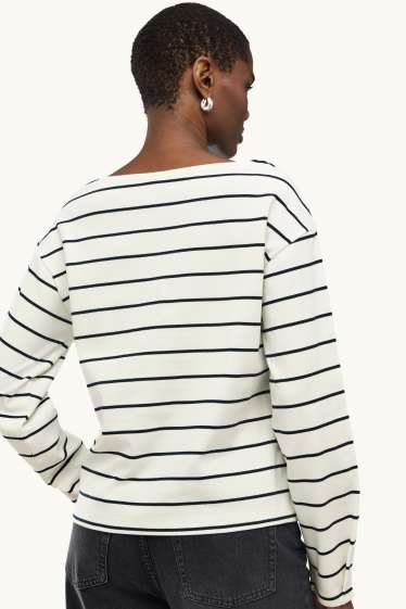 Dames - Longsleeve - regular fit - gestreept - wit / zwart