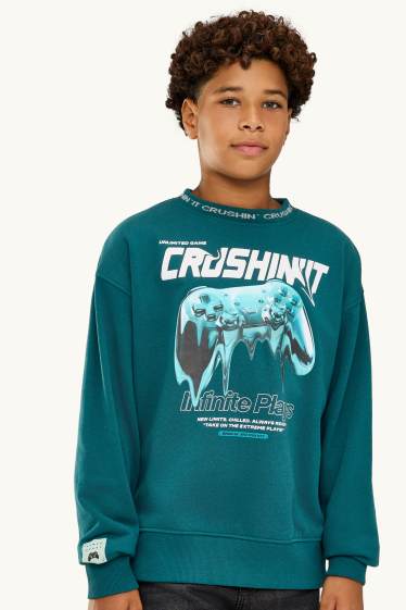 Kinder Buben - Gaming-Controller - Sweatshirt - petrol