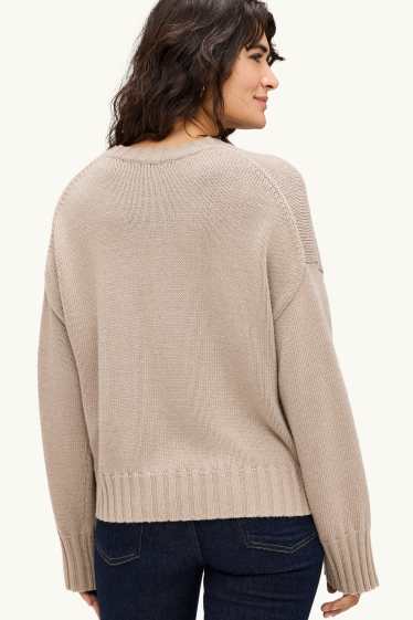 Dames - Trui met kasjmiergehalte - licht beige