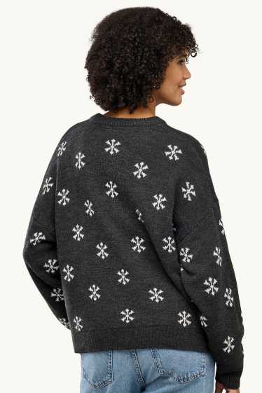 Dames - Kersttrui - Peanuts - donkergrijs