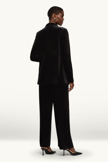 Dona - Pantalons de vellut - high waist - straight fit - negre