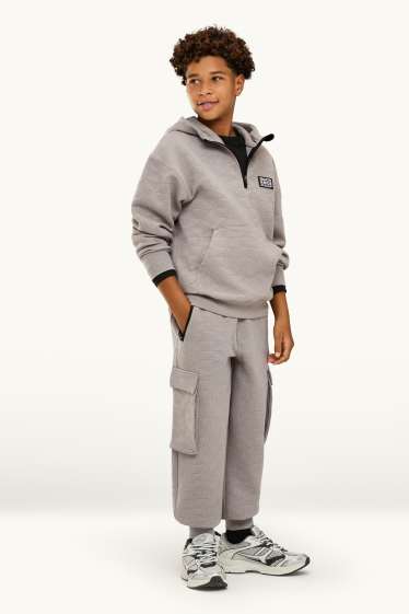 Enfants garçons - Pantalon de jogging cargo pour bébé - finition texturée - gris clair
