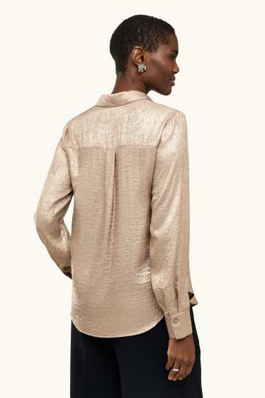 Donna - Blusa di raso - brillante - oro