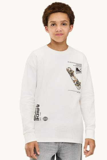 Copii - Băieți - Skater - tricou cu mânecă lungă - alb
