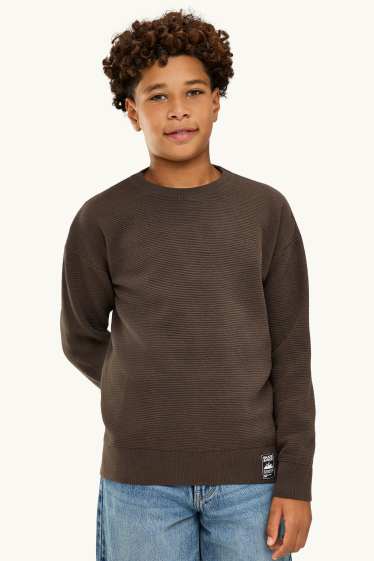 Kinder Jungen - Pullover - gerippt - braun
