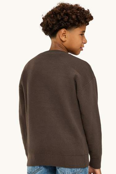 Kinder Jungen - Pullover - gerippt - braun