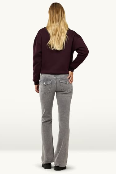 Femei - Flared jeans - talie medie - denim-gri