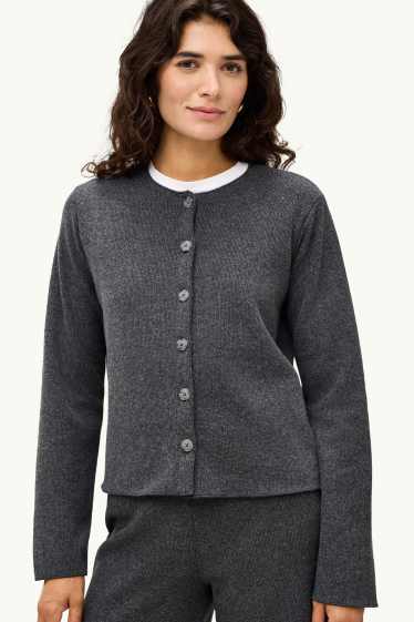 Donna - Cardigan - a coste - grigio scuro