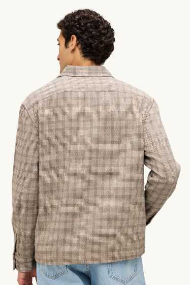 Uomo - Camicia - relaxed fit - collo all'italiana - a quadretti - beige