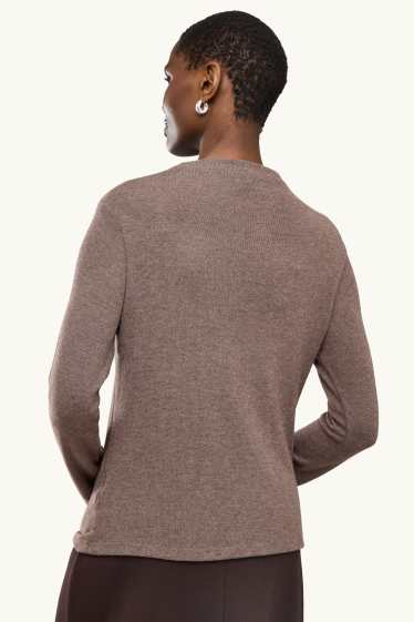 Femmes - Haut à manches longues - slim fit - taupe