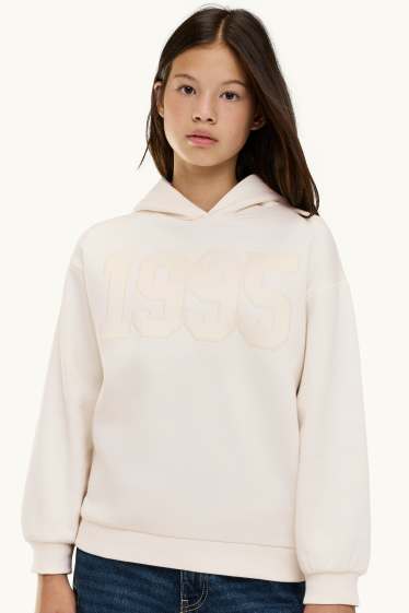 Kinderen: meisjes - Hoodie - crème wit