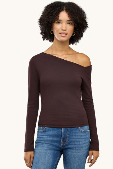 Donna - Maglia a maniche lunghe - marrone scuro
