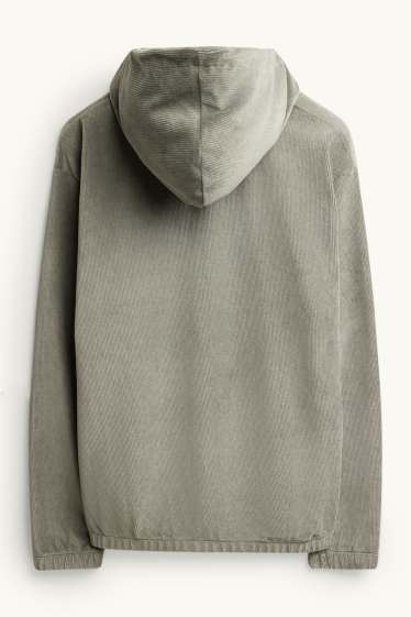 Heren - Hoodie - ribstof - groen